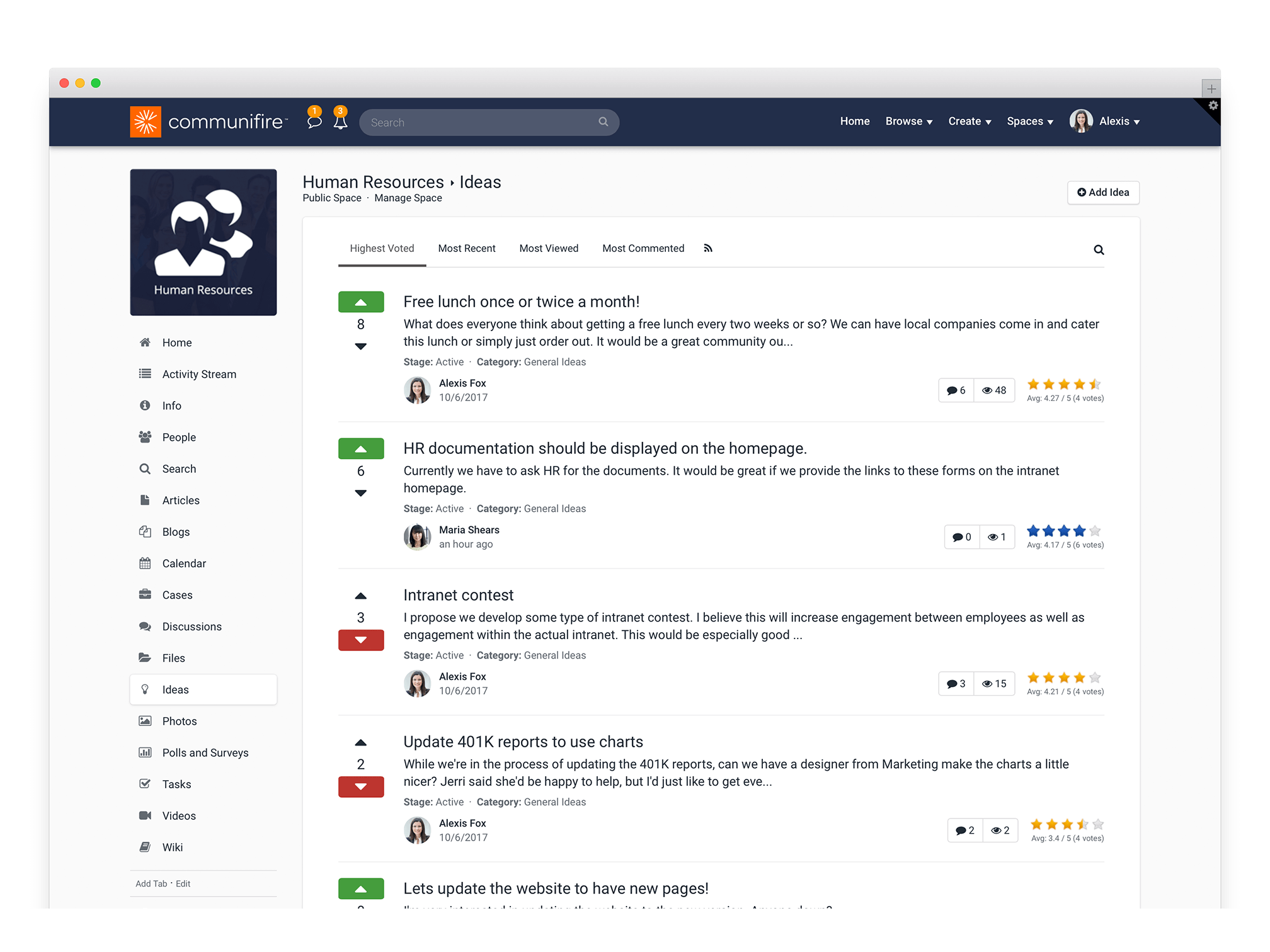 intranet features - ideation