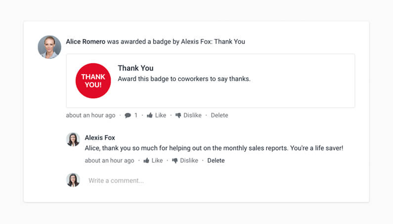 Intranet Employee Recognition Badges
