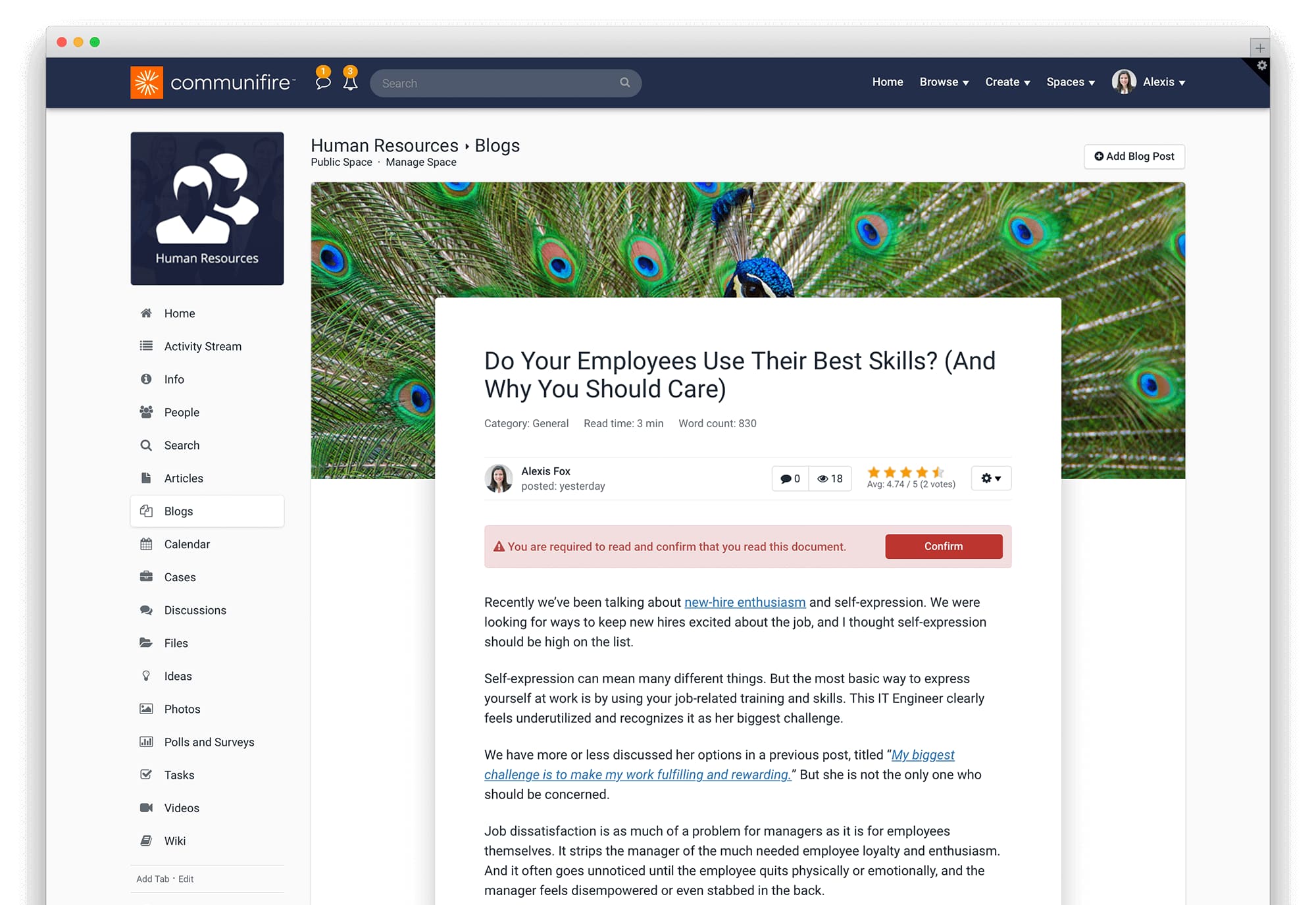 company intranet design - business blogging