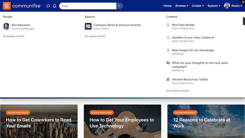 modern intranet search capabilities