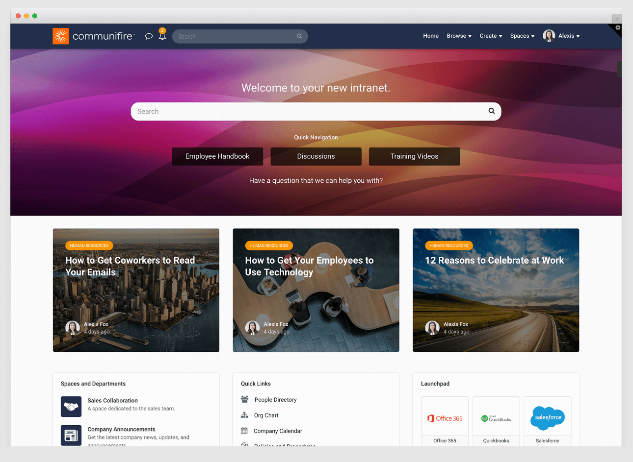 intranet homepage - newsletter