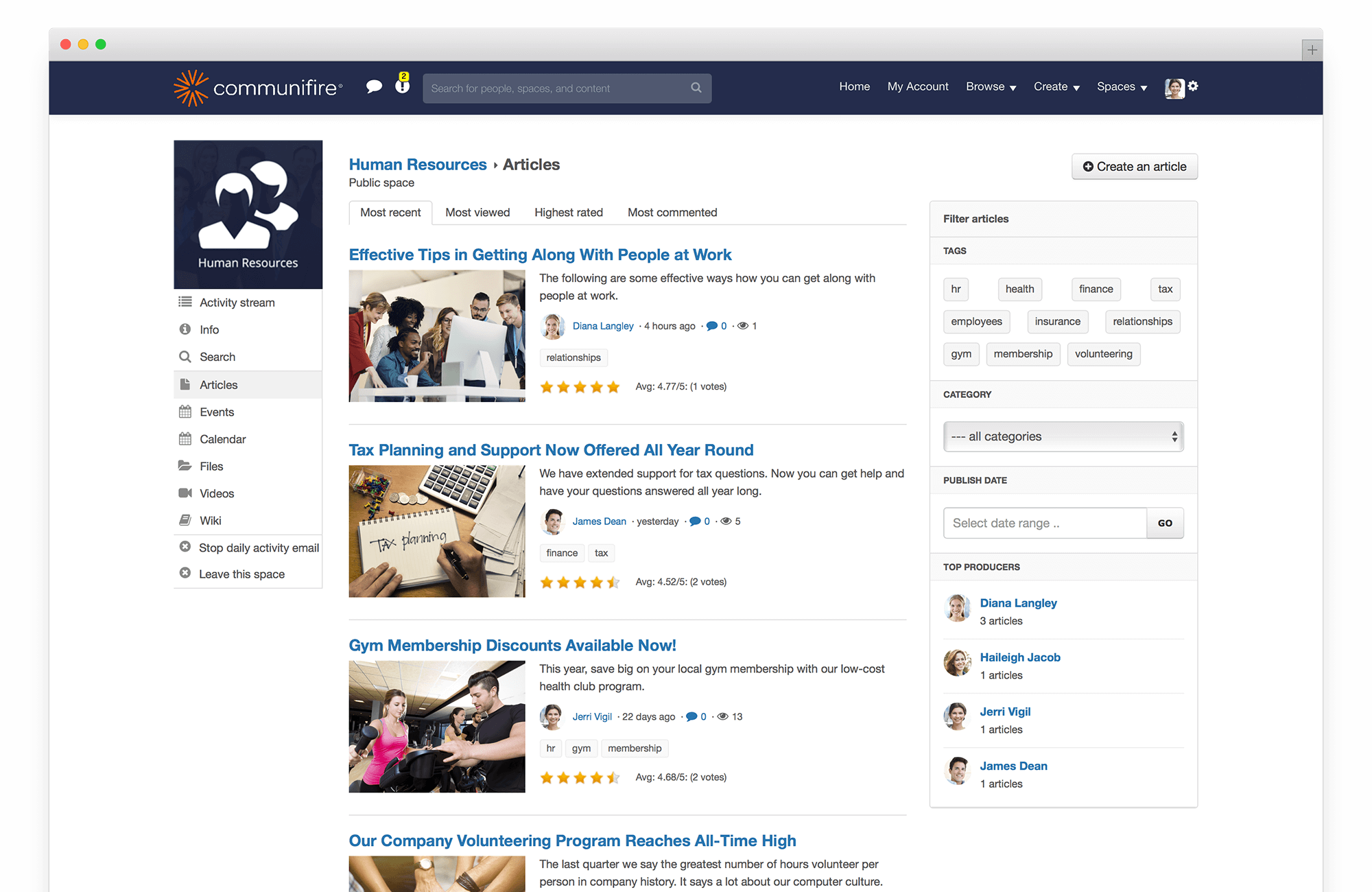 intranet manager - content creation