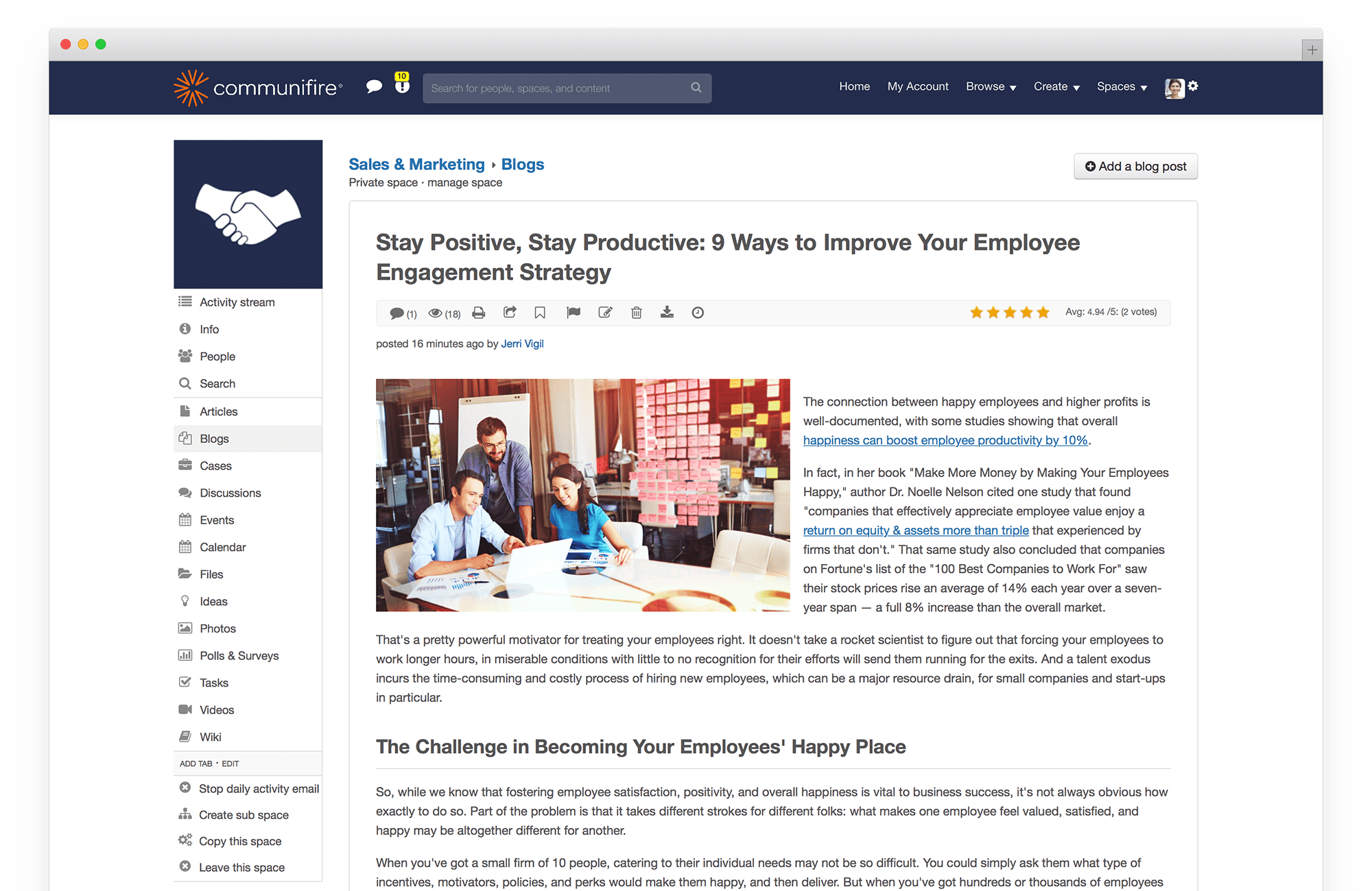 intranet user adoption strategy - content creation