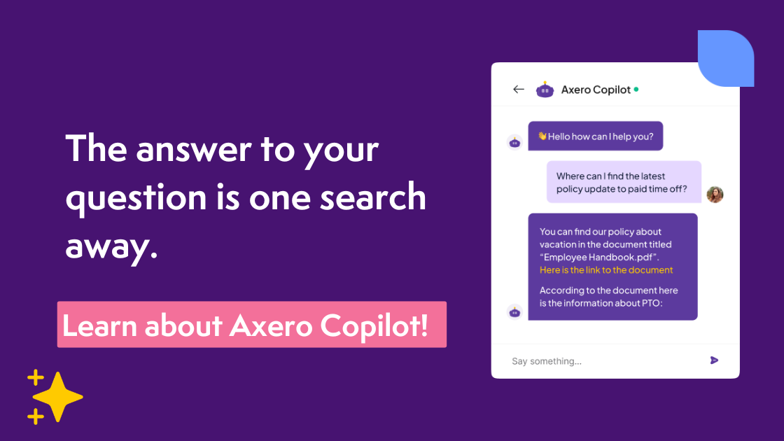AI chatbot for the workplace - Axero Copilot