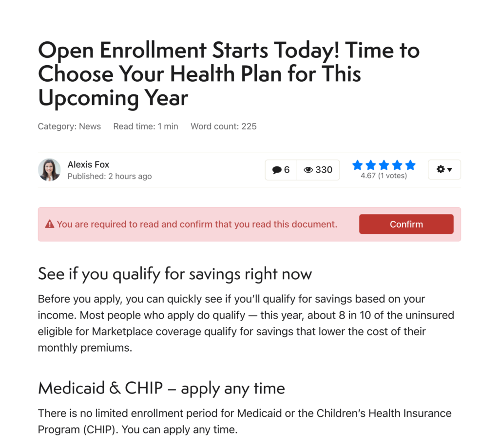 Intranet required reading